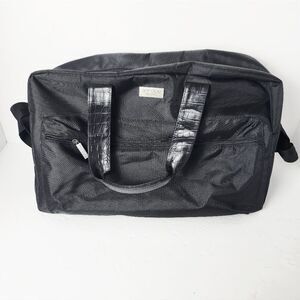 Jimmy Choo Parfums Duffle Bag Crocodile Embossed Handles Black 17x11x7.5 Unisex